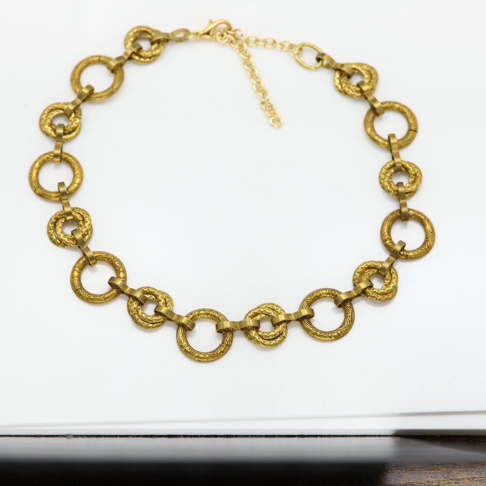 Chain Choker Necklace Adjustable Length Trendy Chokers circles design (#35)